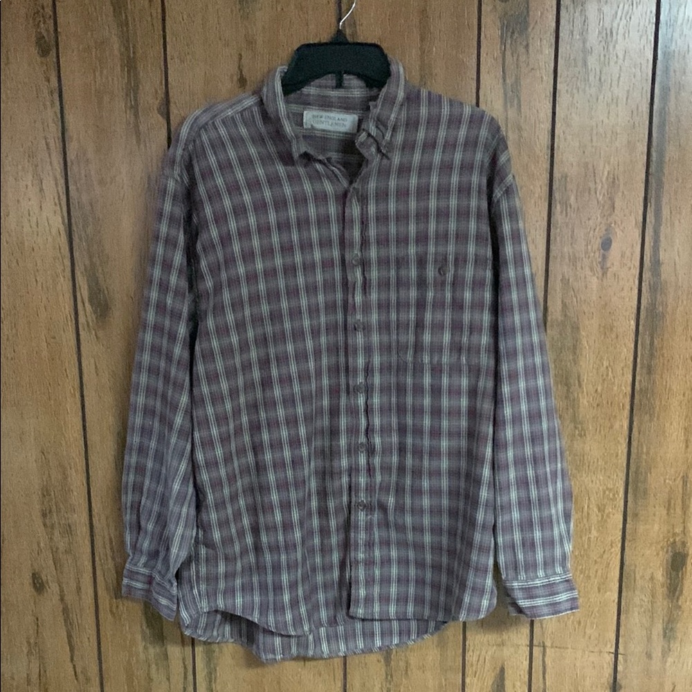 New England Gentleman Plaid Button-down Sz Large
